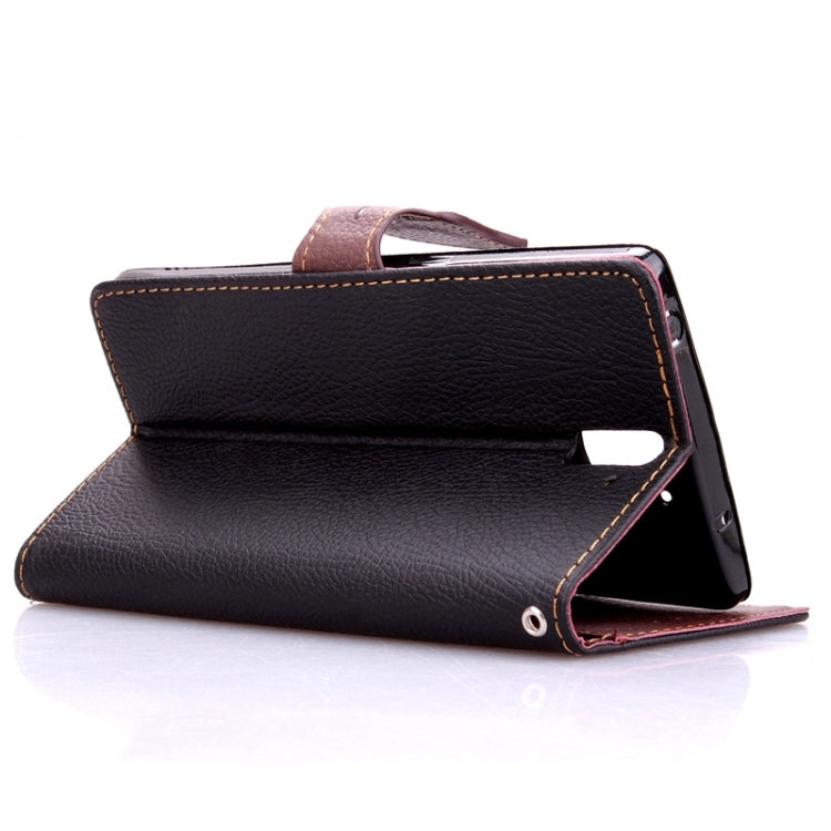 Leaf Magnetic Snap Litchi Texture Horizontal Flip Leather Case with Card Slots & Wallet & Holder & Lanyard for OnePlus One