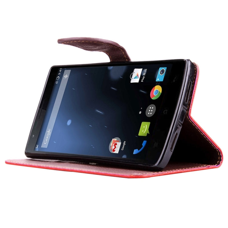 Leaf Magnetic Snap Litchi Texture Horizontal Flip Leather Case with Card Slots & Wallet & Holder & Lanyard for OnePlus One