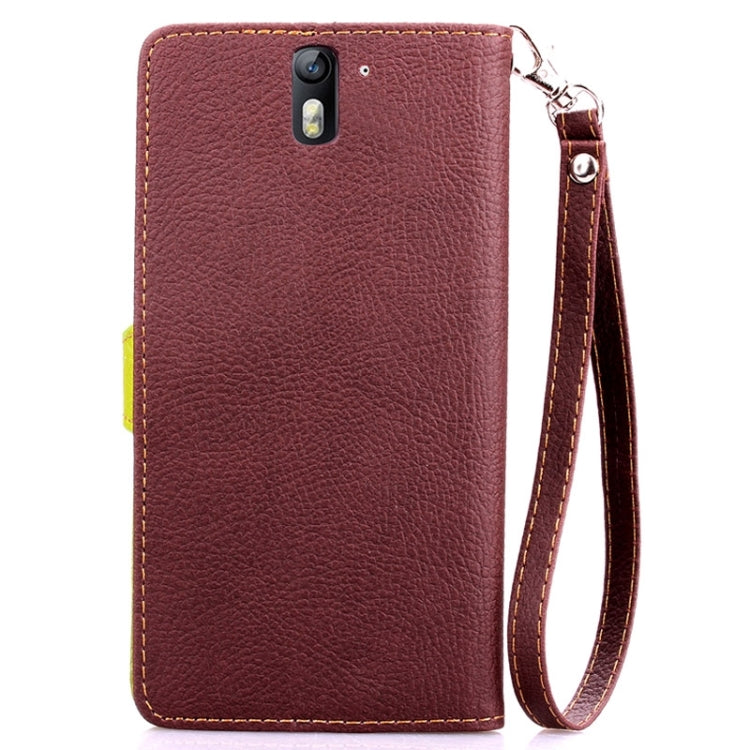 Leaf Magnetic Snap Litchi Texture Horizontal Flip Leather Case with Card Slots & Wallet & Holder & Lanyard for OnePlus One
