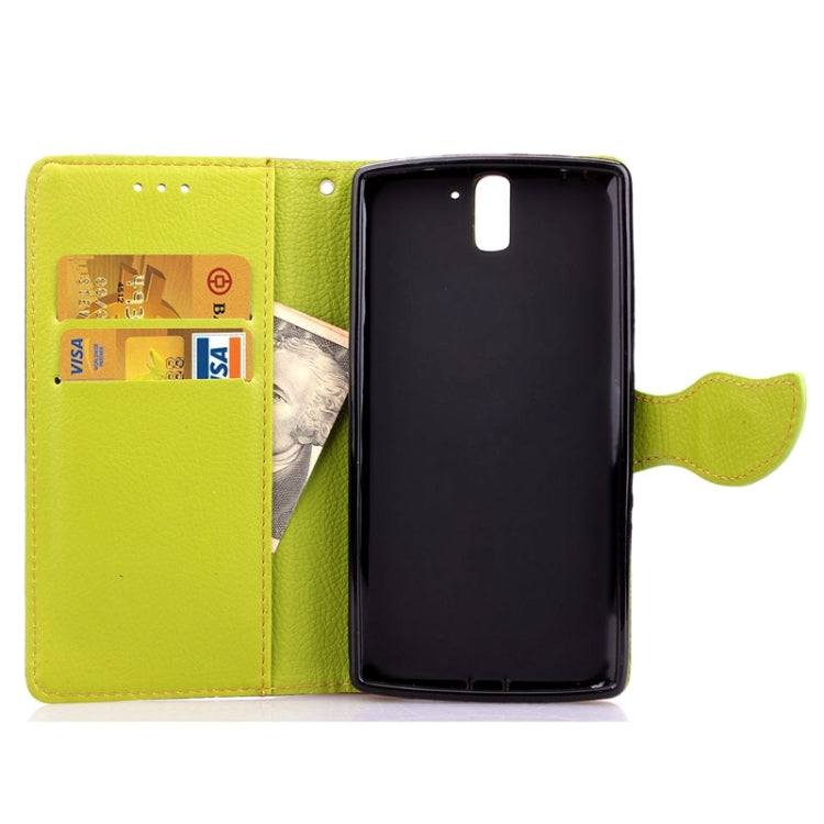 Leaf Magnetic Snap Litchi Texture Horizontal Flip Leather Case with Card Slots & Wallet & Holder & Lanyard for OnePlus One