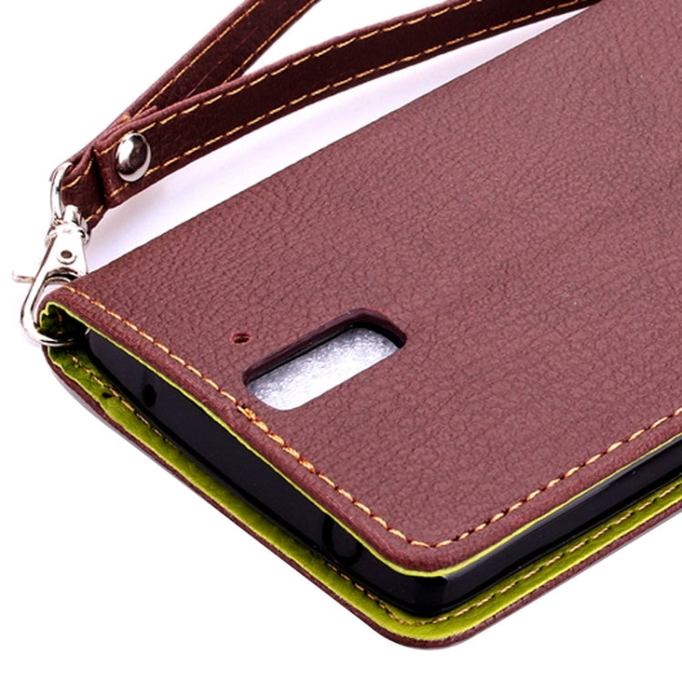 Leaf Magnetic Snap Litchi Texture Horizontal Flip Leather Case with Card Slots & Wallet & Holder & Lanyard for OnePlus One