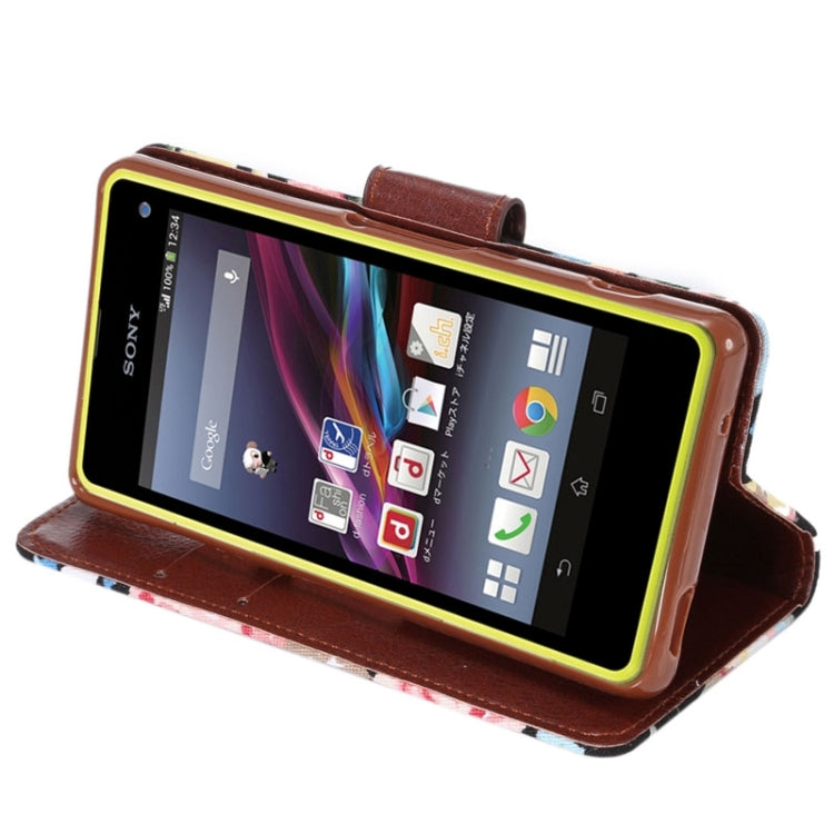 Flower Pattern Horizontal Flip Magnetic Buckle Leather Case with Card Slots & Holder for Sony Xperia Z4 Compact