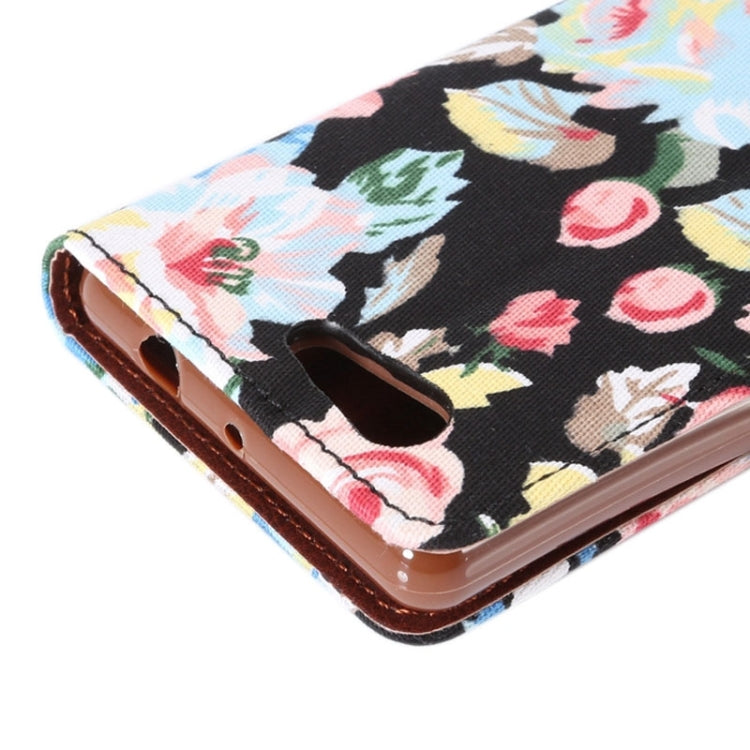 Flower Pattern Horizontal Flip Magnetic Buckle Leather Case with Card Slots & Holder for Sony Xperia Z4 Compact