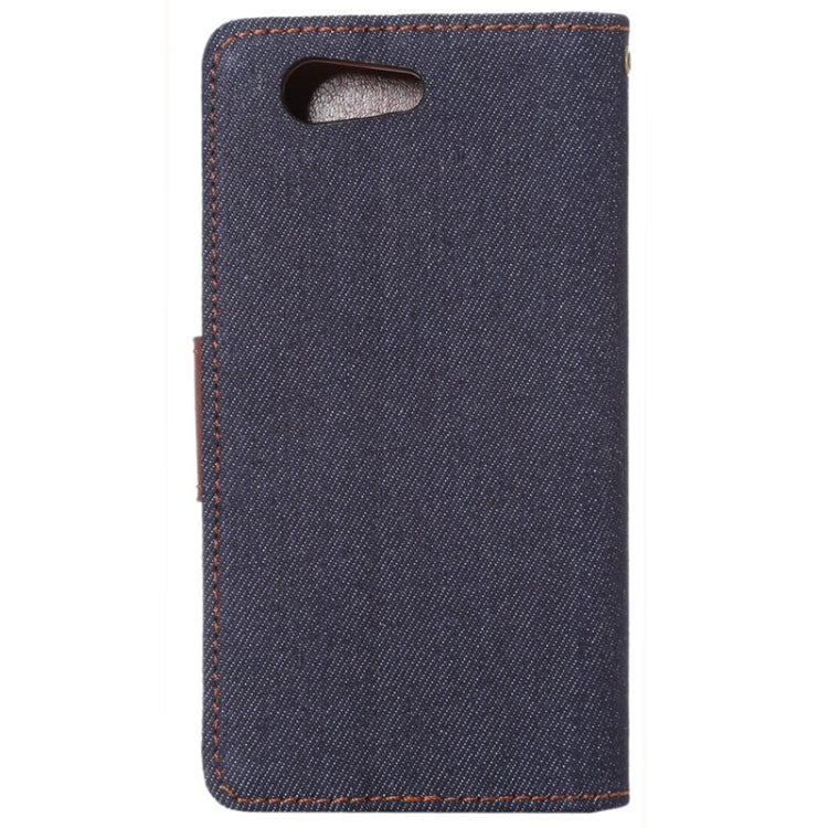 Denim Texture Horizontal Flip Leather Case with Card Slot & Holder for Sony Xperia Z4 Compact