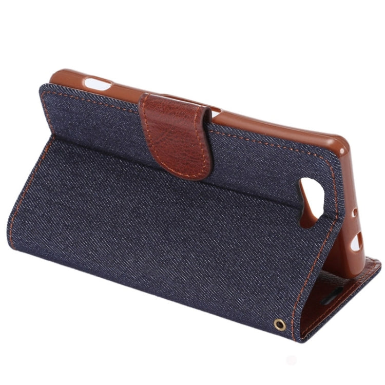 Denim Texture Horizontal Flip Leather Case with Card Slot & Holder for Sony Xperia Z4 Compact
