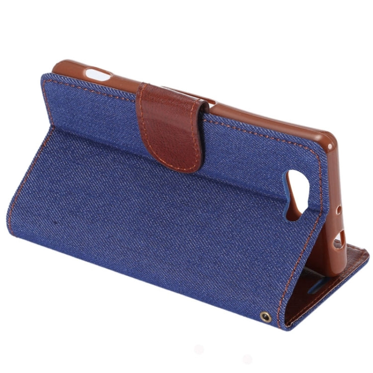 Denim Texture Horizontal Flip Leather Case with Card Slot & Holder for Sony Xperia Z4 Compact