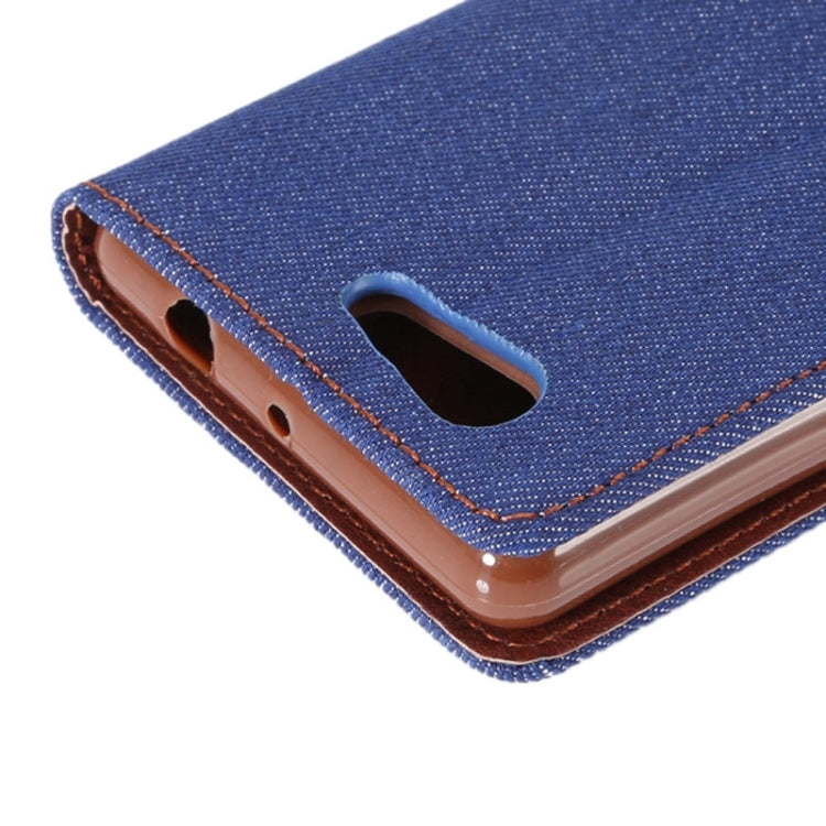 Denim Texture Horizontal Flip Leather Case with Card Slot & Holder for Sony Xperia Z4 Compact