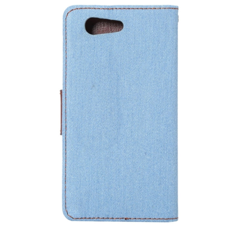 Denim Texture Horizontal Flip Leather Case with Card Slot & Holder for Sony Xperia Z4 Compact