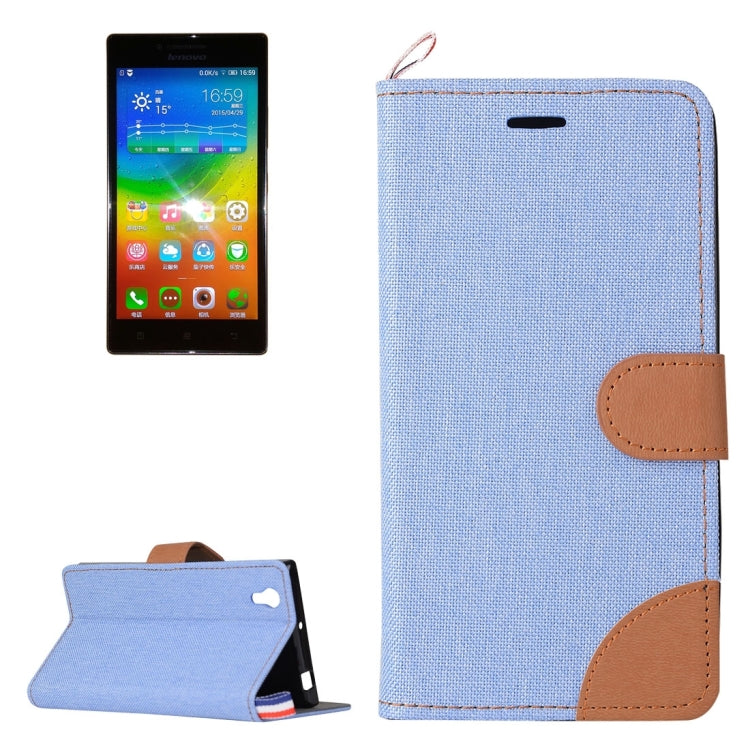 Denim Texture Horizontal Flip Leather Case with Card Slots & Holder for Lenovo P70