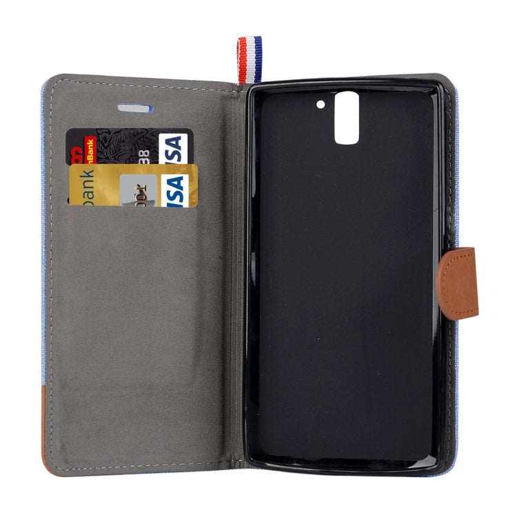 Denim Texture Horizontal Flip Leather Case with Card Slots & Holder for OnePlus One