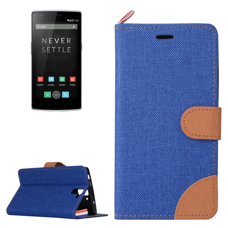 Denim Texture Horizontal Flip Leather Case with Card Slots & Holder for OnePlus One