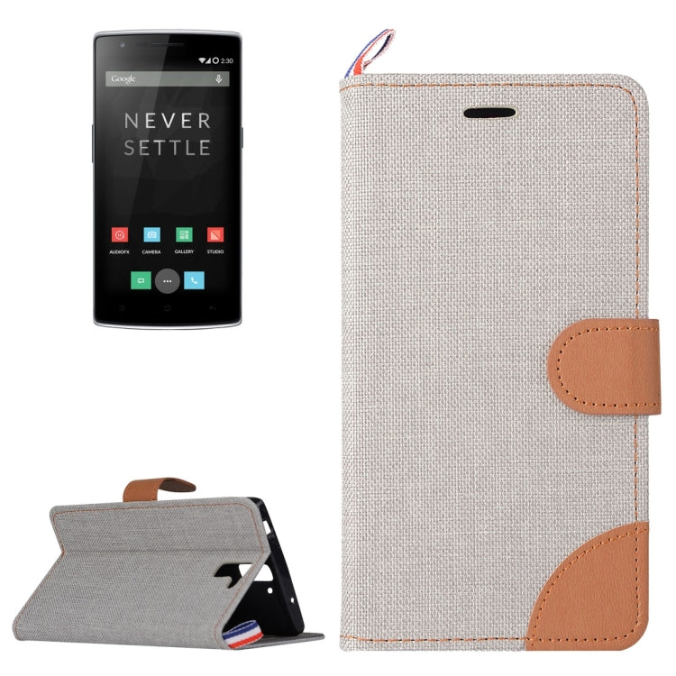 Denim Texture Horizontal Flip Leather Case with Card Slots & Holder for OnePlus One
