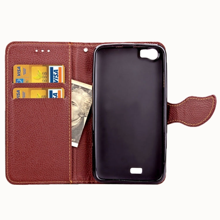 Leaf Magnetic Snap Litchi Texture Horizontal Flip Leather Case with Card Slots & Holder & Wallet & Lanyard for Wiko Lenny