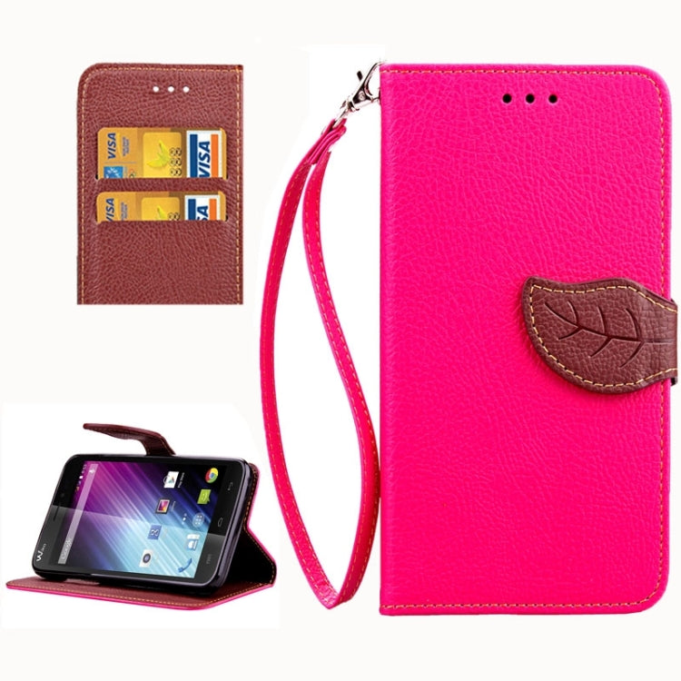Leaf Magnetic Snap Litchi Texture Horizontal Flip Leather Case with Card Slots & Holder & Wallet & Lanyard for Wiko Lenny