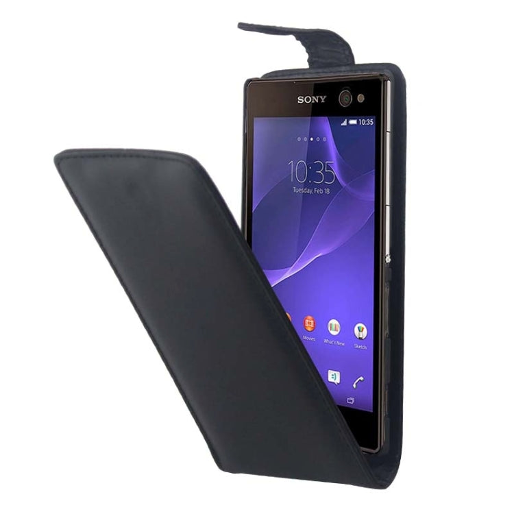 Vertical Flip Magnetic Button Leather Case for Sony Xperia C3 / D2533
