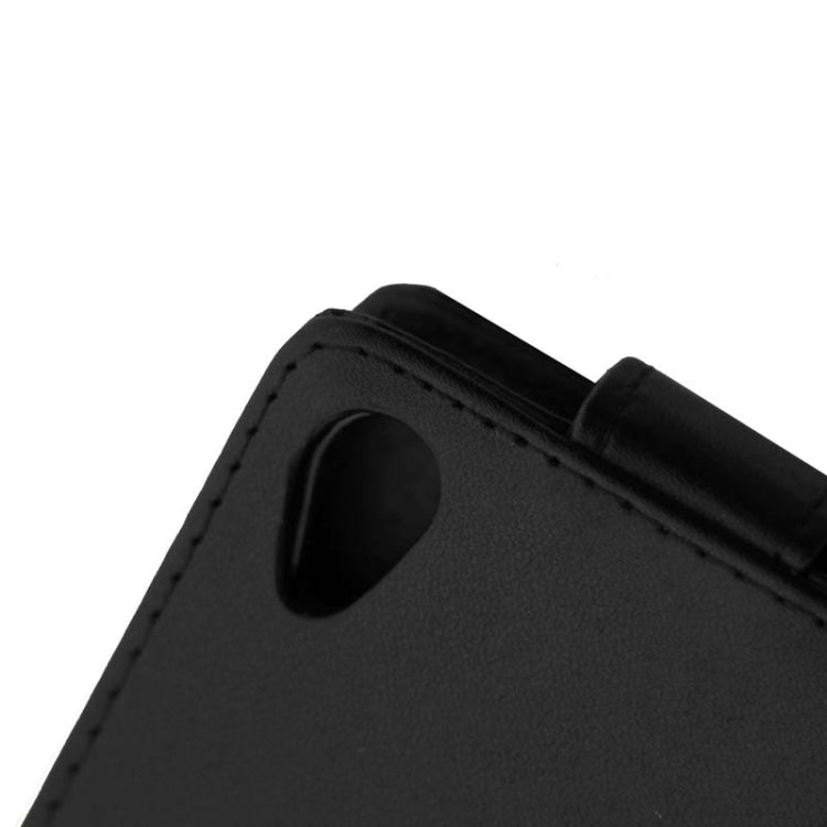 Vertical Flip Magnetic Button Leather Case for Sony Xperia M4 Aqua