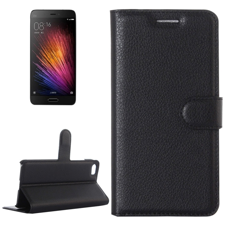 For Xiaomi Mi5 Litchi Texture Horizontal Flip Leather Case with Holder & Card Slots & Wallet