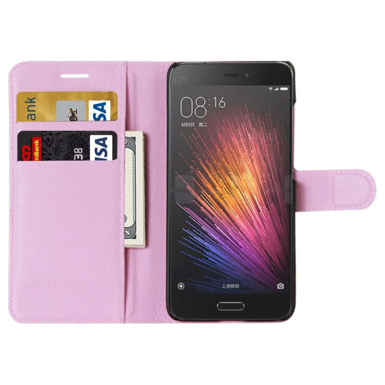 For Xiaomi Mi5 Litchi Texture Horizontal Flip Leather Case with Holder & Card Slots & Wallet