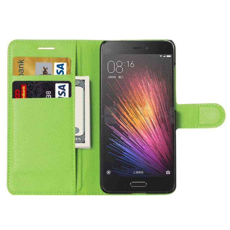 For Xiaomi Mi5 Litchi Texture Horizontal Flip Leather Case with Holder & Card Slots & Wallet
