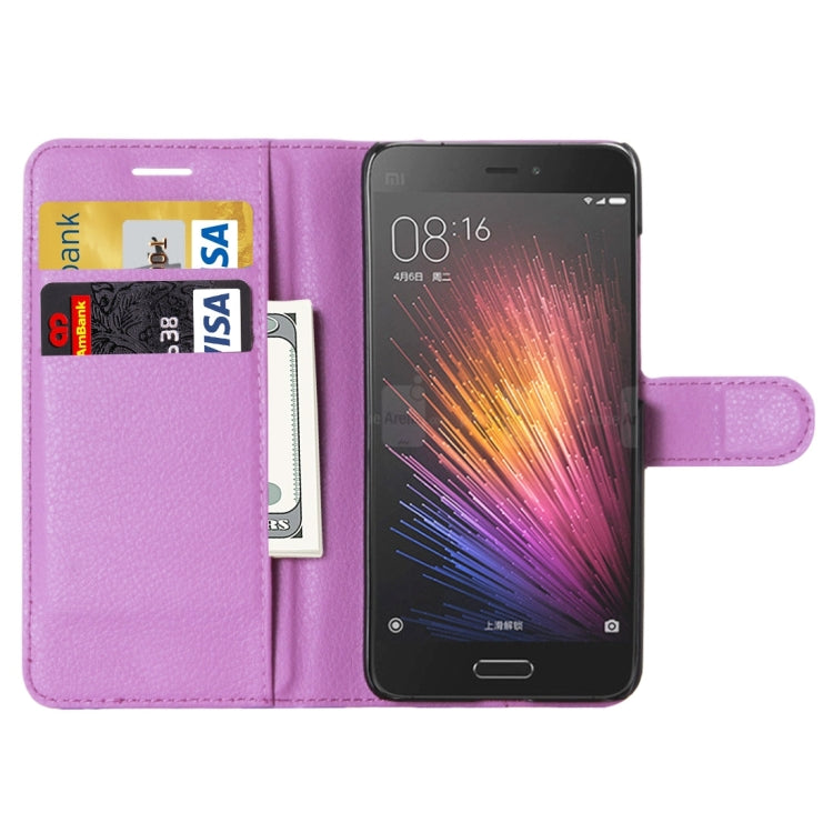 For Xiaomi Mi5 Litchi Texture Horizontal Flip Leather Case with Holder & Card Slots & Wallet