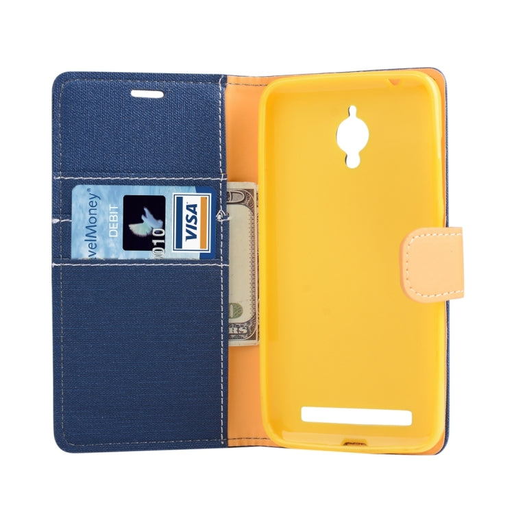 Denim Texture Horizontal Flip Solid Color Leather Case with Holder & Card Slots & Wallet for Asus Zenfone Go / ZC500TG