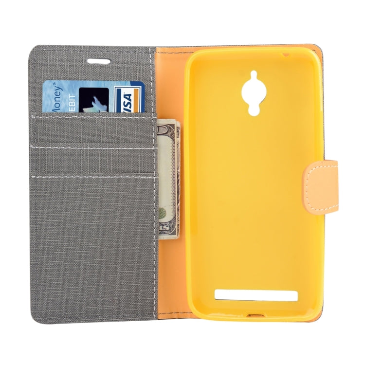 Denim Texture Horizontal Flip Solid Color Leather Case with Holder & Card Slots & Wallet for Asus Zenfone Go / ZC500TG
