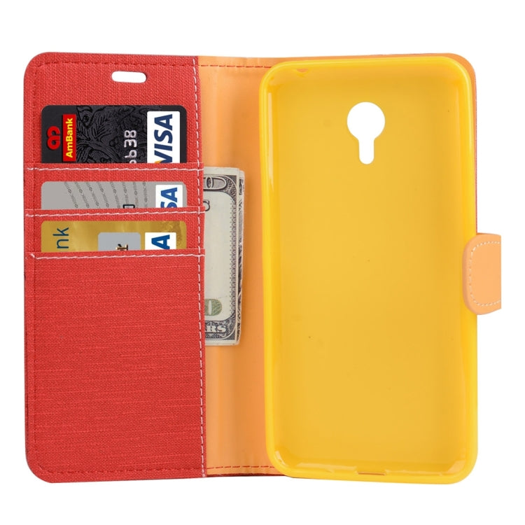 Denim Texture Horizontal Flip Solid Color Leather Case with Holder & Card Slots & Wallet for Meizu M2 Note