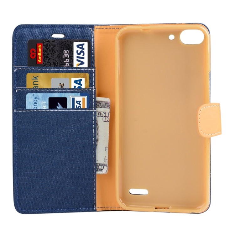 Denim Texture Horizontal Flip Solid Color Leather Case with Holder & Card Slots & Wallet for Vodafone Smart Ultra 6 / V995