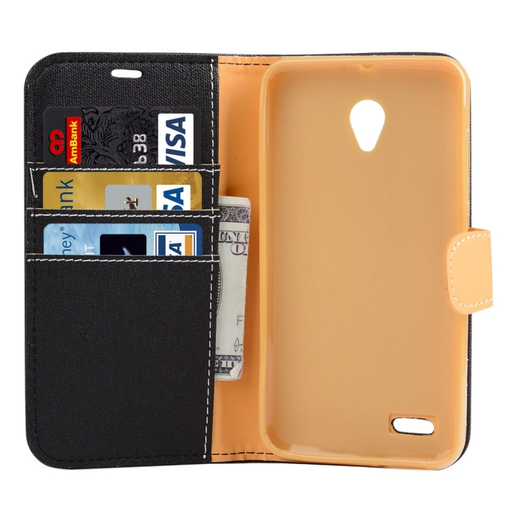 Denim Texture Horizontal Flip Solid Color Leather Case with Holder & Card Slots & Wallet for Vodafone Smart Prime 6
