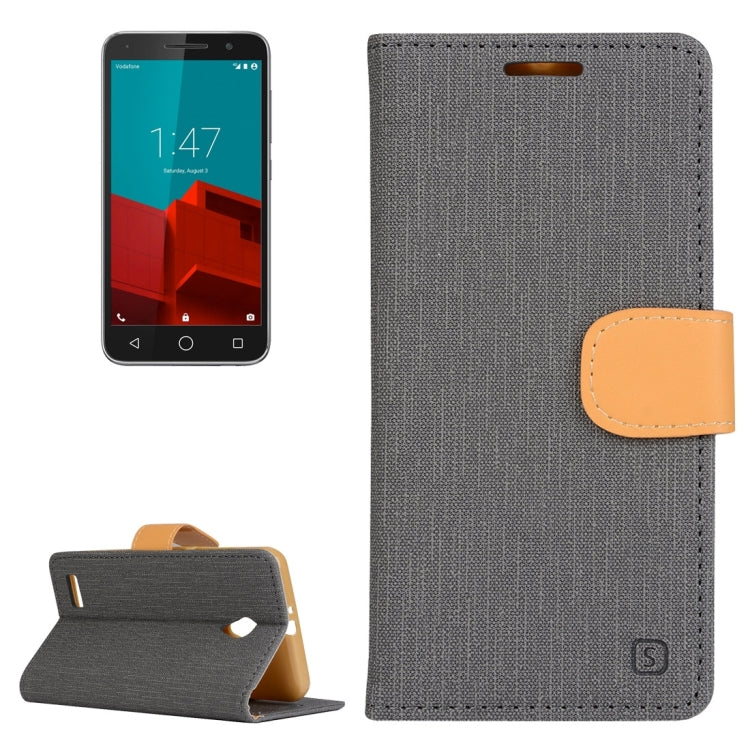 Denim Texture Horizontal Flip Solid Color Leather Case with Holder & Card Slots & Wallet for Vodafone Smart Prime 6