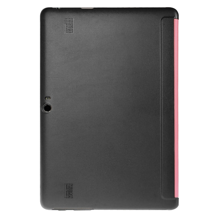Stone Texture Solid Color Leather Case with Three-Folding Holder for Huawei MediaPad 10 FHD