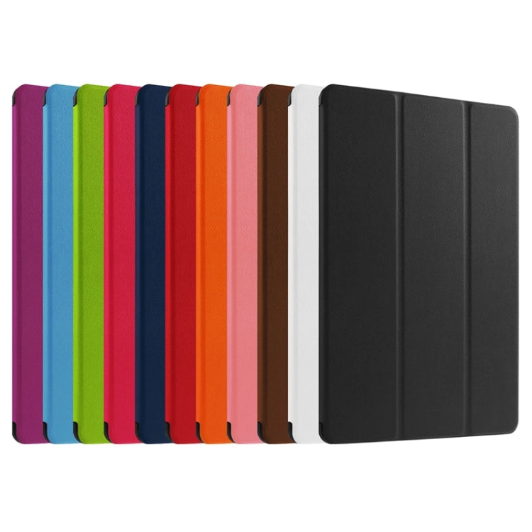 Stone Texture Solid Color Leather Case with Three-Folding Holder for Huawei MediaPad 10 FHD
