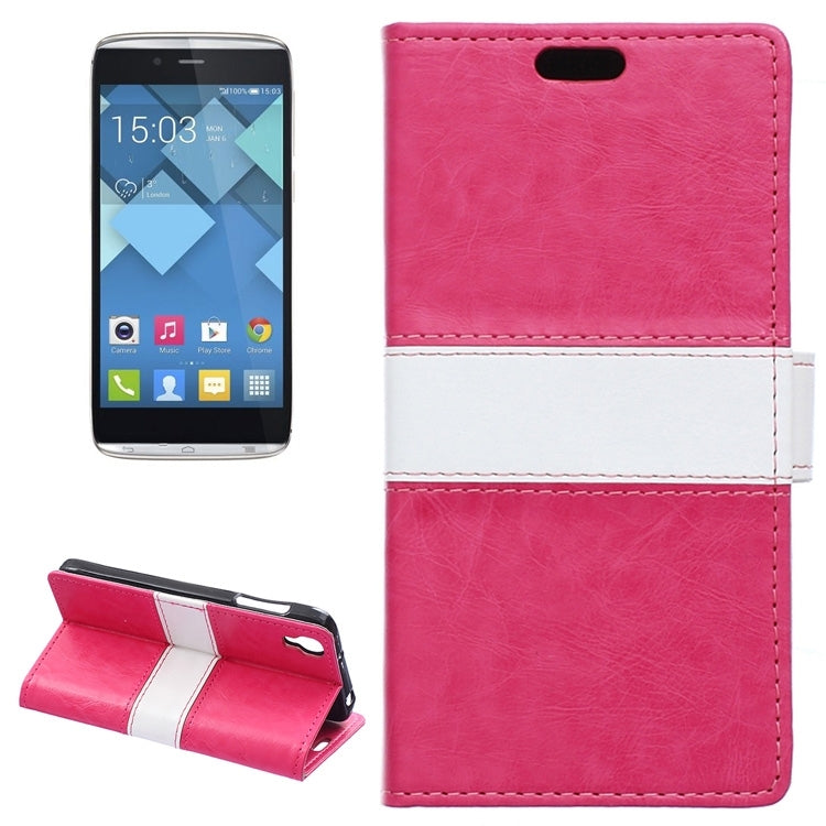 4.7 Inch Crystal Texture Horizontal Flip Colorblock Leather Case with Holder & Card Slot & Wallet for Alcatel TCL IDOL 3