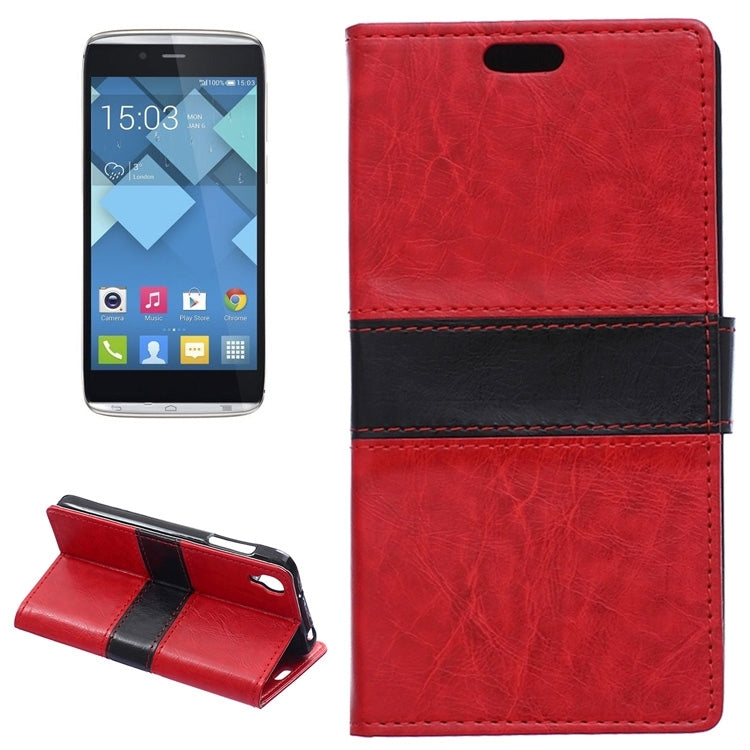 5.5 Inch Crystal Texture Horizontal Flip Colorblock Leather Case with Holder & Card Slot & Wallet for Alcatel TCL IDOL 3