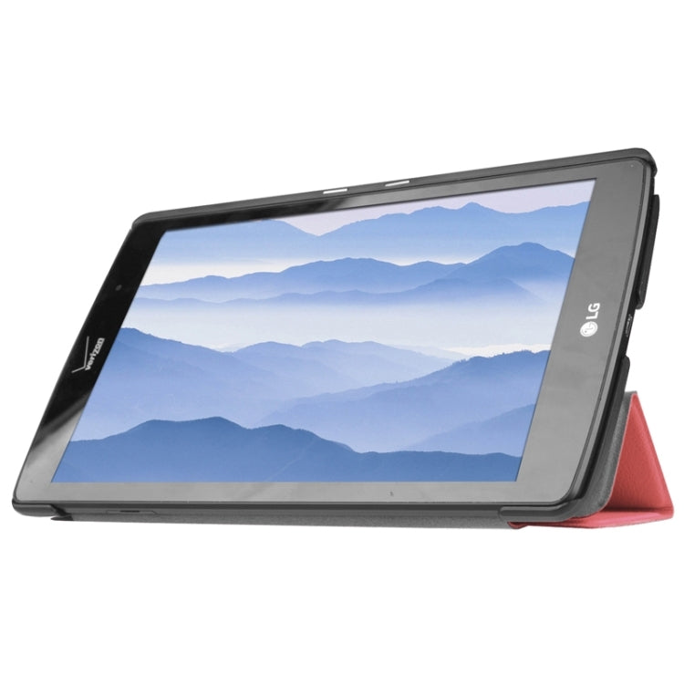 8.3 Inch Karst Texture Horizontal Flip Solid Color Leather Case with Three-Folding Holder for LG G Pad X8.3