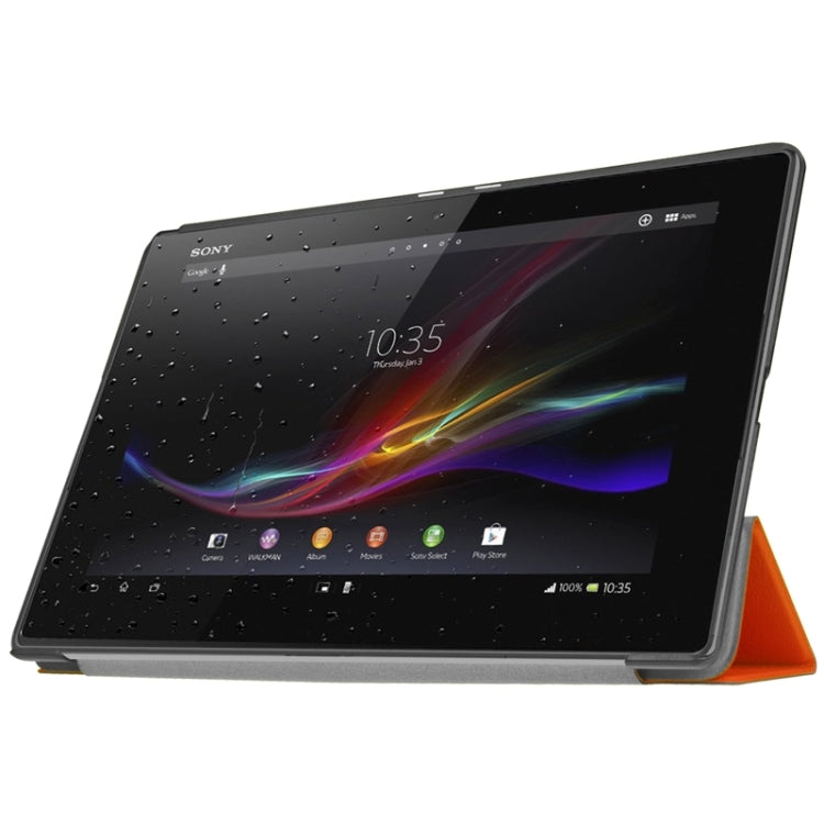 Karst Texture Horizontal Flip Solid Color Leather Case with Three-Folding Holder for Sony Xperia Z4