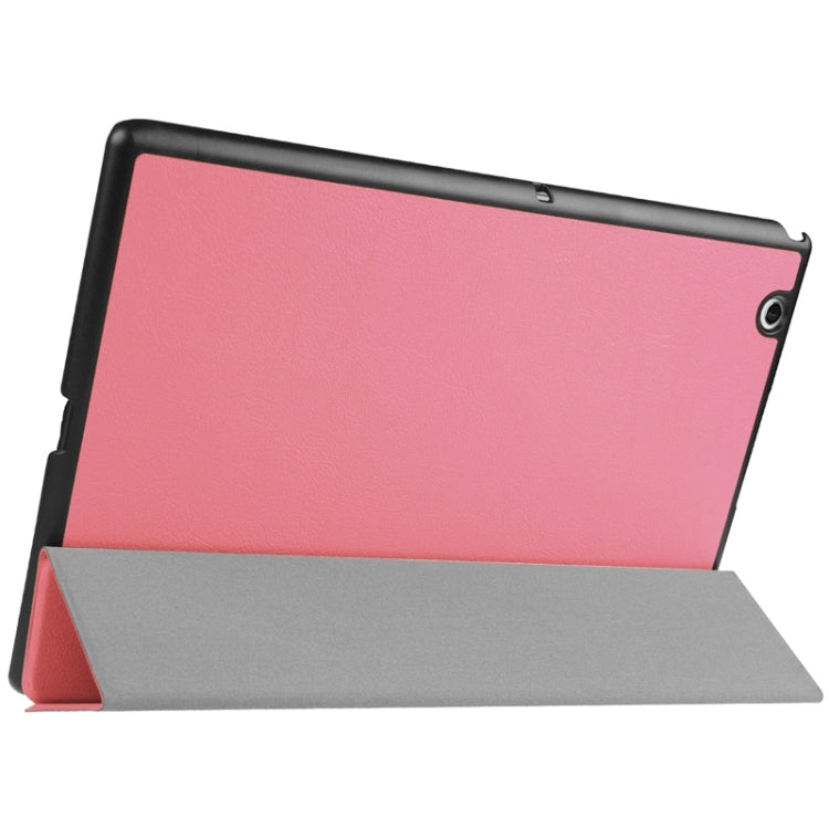 Karst Texture Horizontal Flip Solid Color Leather Case with Three-Folding Holder for Sony Xperia Z4