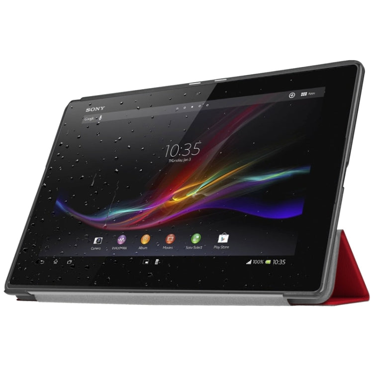 Karst Texture Horizontal Flip Solid Color Leather Case with Three-Folding Holder for Sony Xperia Z4