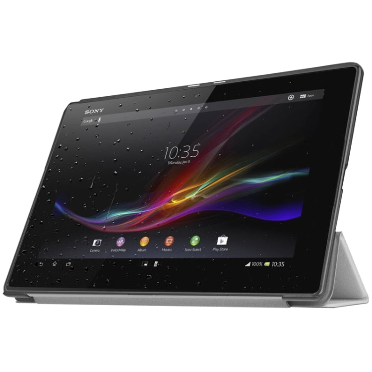 Karst Texture Horizontal Flip Solid Color Leather Case with Three-Folding Holder for Sony Xperia Z4