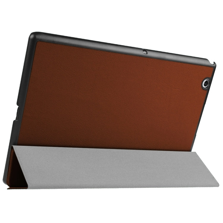 Karst Texture Horizontal Flip Solid Color Leather Case with Three-Folding Holder for Sony Xperia Z4