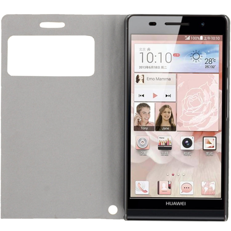 Pebble Texture Ultrathin Horizontal Flip Leather Case with Holder & Call Display ID for Huawei Ascend P6