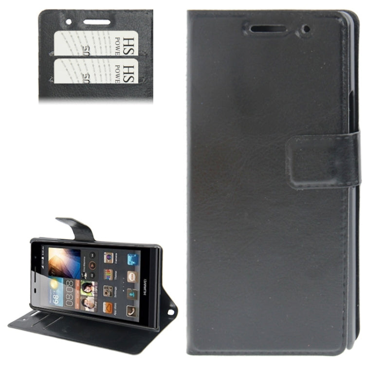 Crazy Horse Texture Leather Case with Credit Card Slots & Holder for Huawei Ascend P6