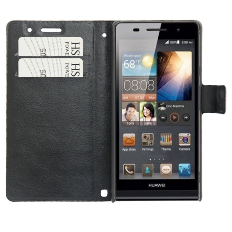 Crazy Horse Texture Leather Case with Credit Card Slots & Holder for Huawei Ascend P6