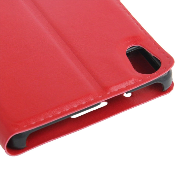 Crazy Horse Texture Leather Case with Credit Card Slots & Holder for Huawei Ascend P6