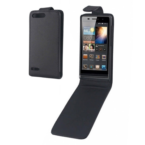 Vertical Flip Leather Case for Huawei Ascend G6-T00 3G / P6 mini(Black)