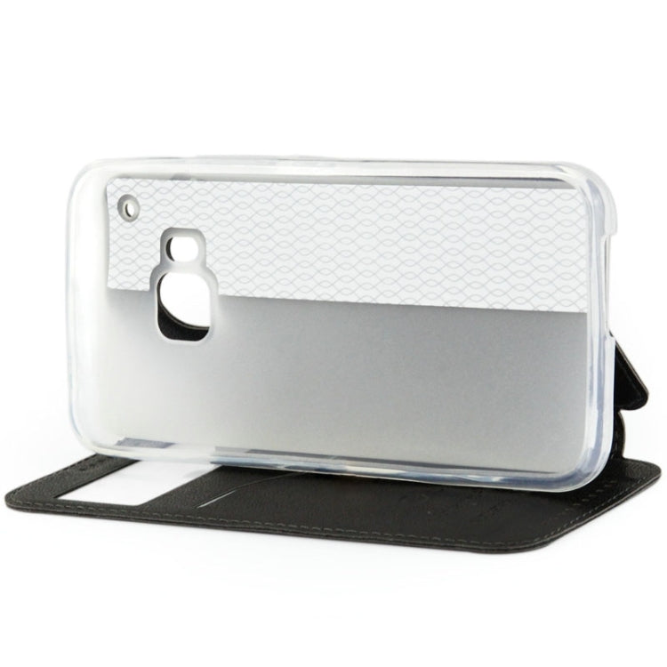 For HTC One M9 UFO Orange Peel Texture Leather Case with Holder & Card Slot & Caller ID Display