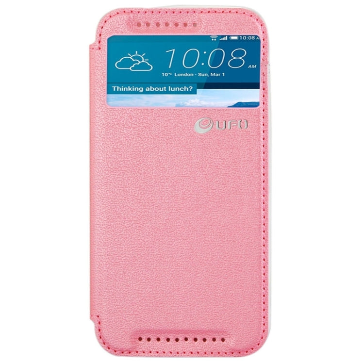 For HTC One M9 UFO Orange Peel Texture Leather Case with Holder & Card Slot & Caller ID Display