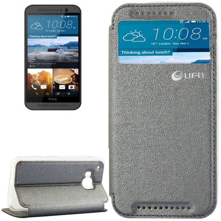 For HTC One M9 UFO Orange Peel Texture Leather Case with Holder & Card Slot & Caller ID Display