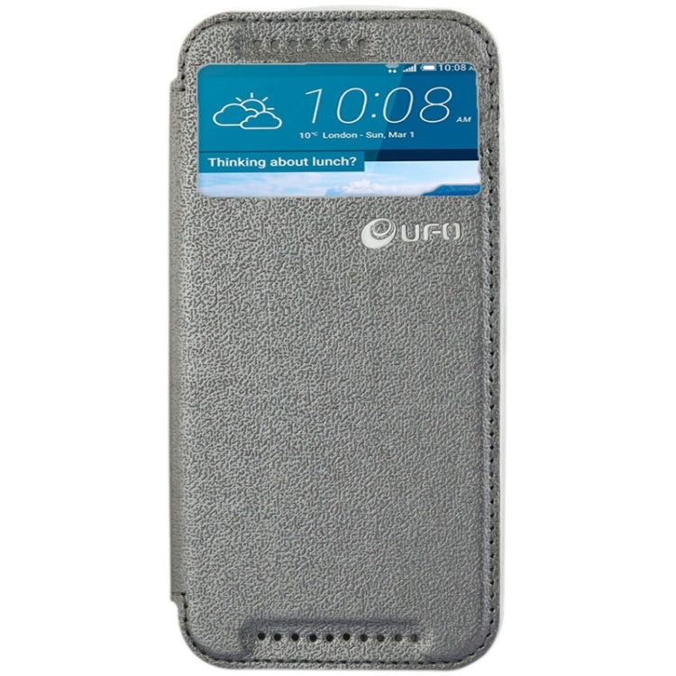 For HTC One M9 UFO Orange Peel Texture Leather Case with Holder & Card Slot & Caller ID Display