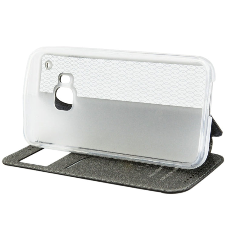 For HTC One M9 UFO Orange Peel Texture Leather Case with Holder & Card Slot & Caller ID Display